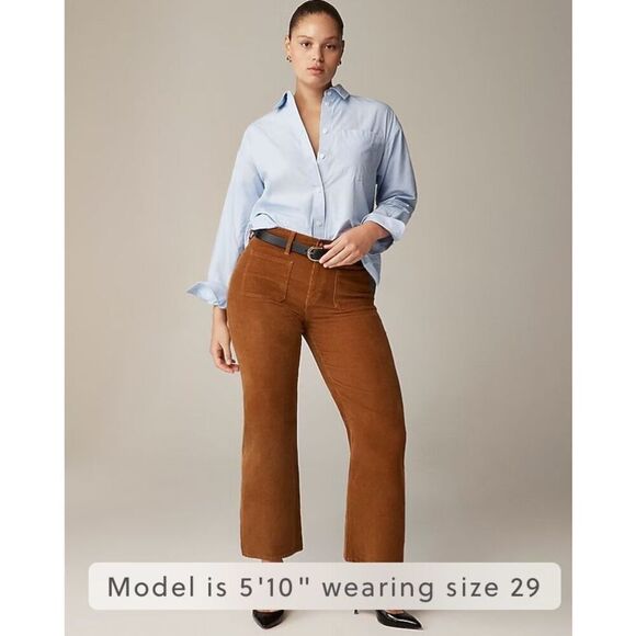 J.Crew Sailor slim-wide pant in stretch corduroy Rich Coffee Brown Size 27 NWT